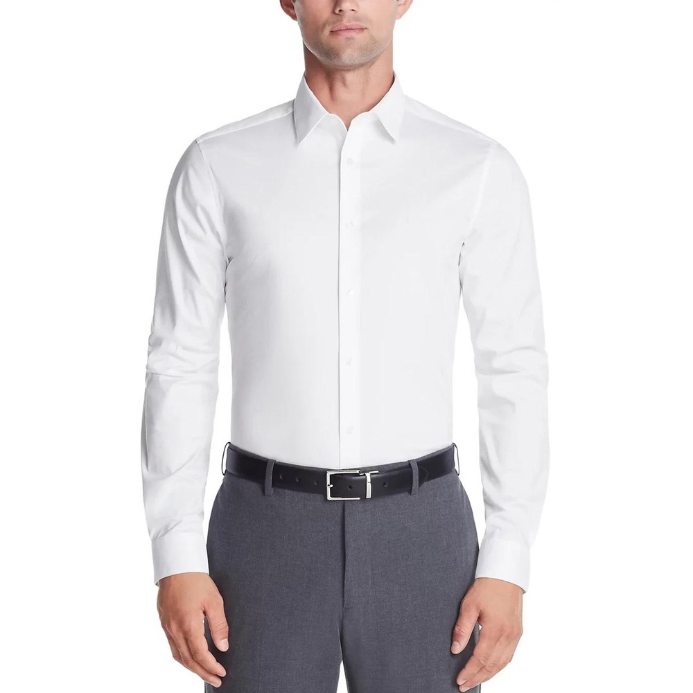 NWT Calvin Klein Dress Shirt Men's 16 34/35 L White Supima Cotton Slim Fit
